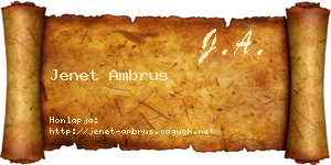 Jenet Ambrus névjegykártya